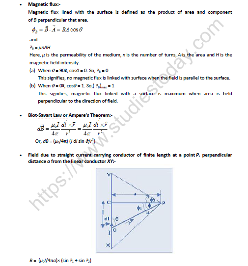 NEET Physics Magnetic Effect Of Electric Current Revision Notes